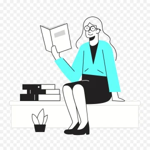 دانلود طرح کتاب خواندن - زنی که در اتاق نشسته و مشغول مطالعه است