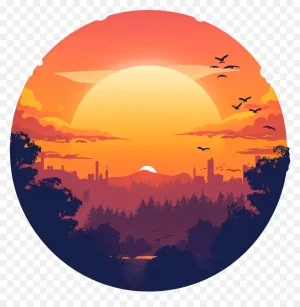 دانلود فایل png بدون بکگراند طرح غروب آفتاب