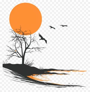 دانلود فایل png بدون بکگراند طرح غروب آفتاب