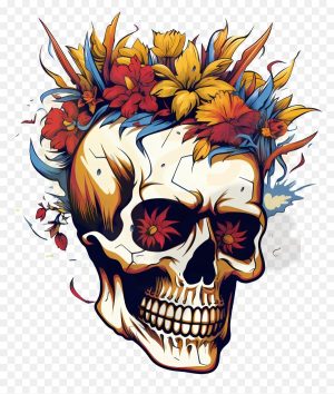 دانلود فایل png بدون بکگراند طرح تتو اسکلت
