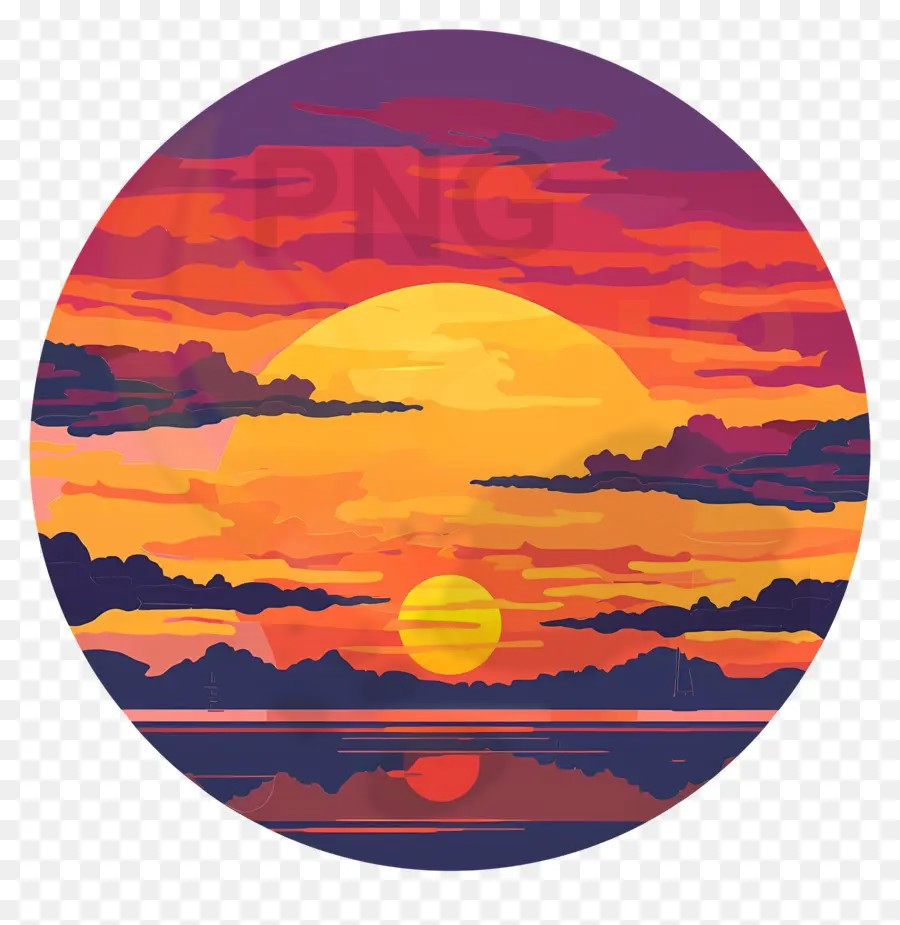 دانلود فایل png بدون بکگراند طرح غروب آفتاب